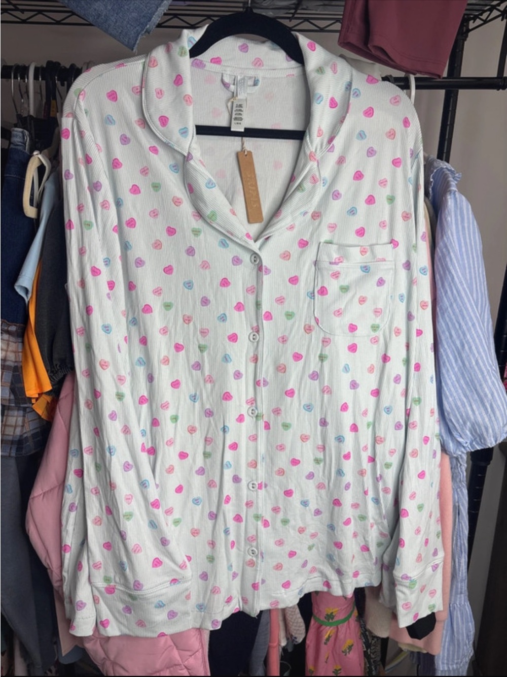 SKIMS White Heart-Print Button Pajama Top